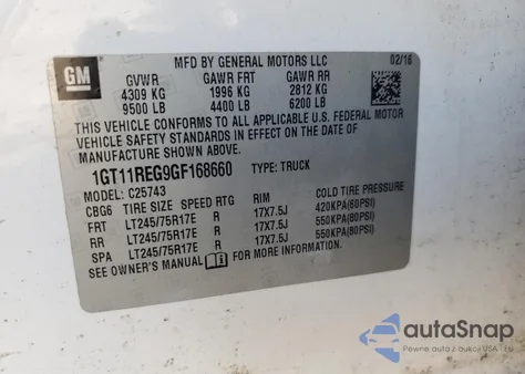 2016 GMC Sierra C2500 Heavy Duty from USA, damaged, VIN 1GT11REG9GF168660